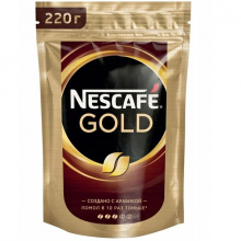 Кофе растворимый Nescafe Gold сублимированный с добавлением молотого, пакет, 220 г