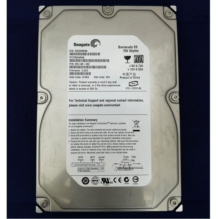 Жесткий диск Seagate Barracuda 750 GB ST3750640NS