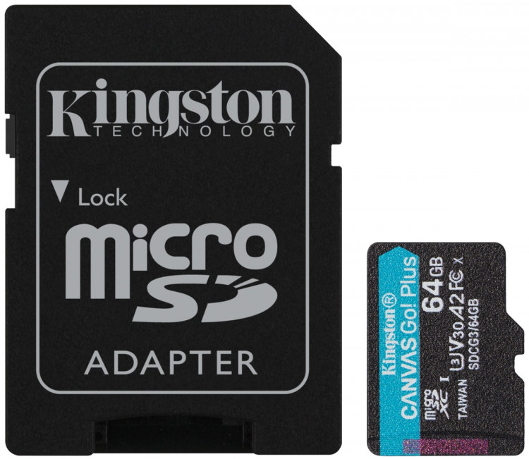 Kingston SDCG3/128GB 128 ГБ, скорость чтения 170 МБ/с, скорость записи 90 МБ/с, адаптер на SD