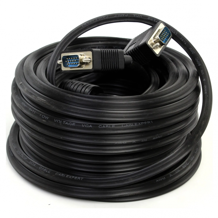 Кабель VGA Premium Cablexpert, 15 метров, 15M/15M, двойное экранирование, ферритовые кольца