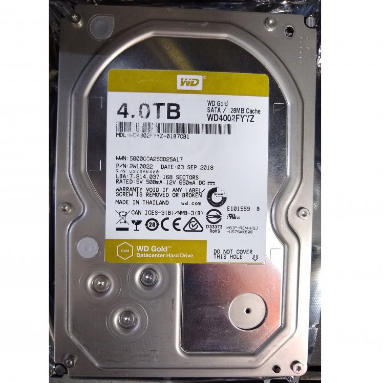 Жесткий диск Western Digital WD Gold WD4002FYYZ, 4000 Гб,128 Мб,7200 об/мин.