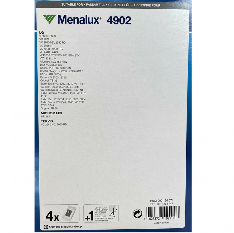 Мешок для пылесоса Menalux 4902, комплект 4 шт.