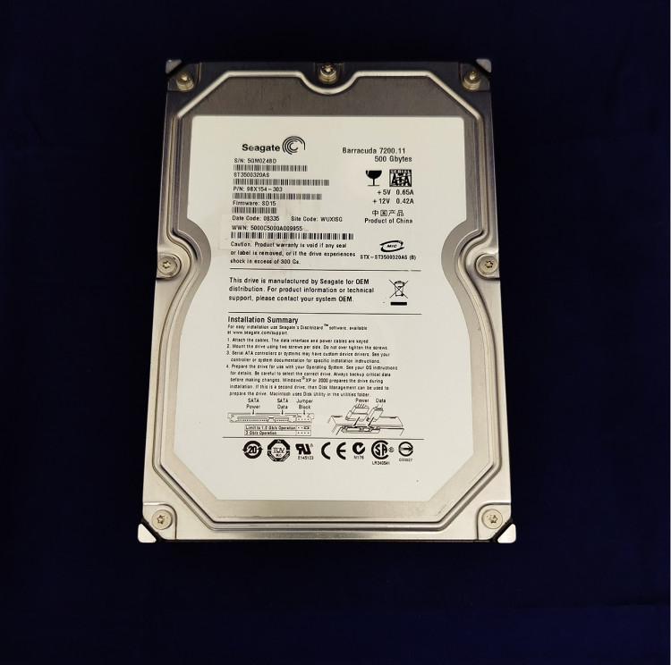 Жесткий диск Seagate Barracuda ST3500320AS, 500 Гб, 32 МБ, 7200 об/мин.