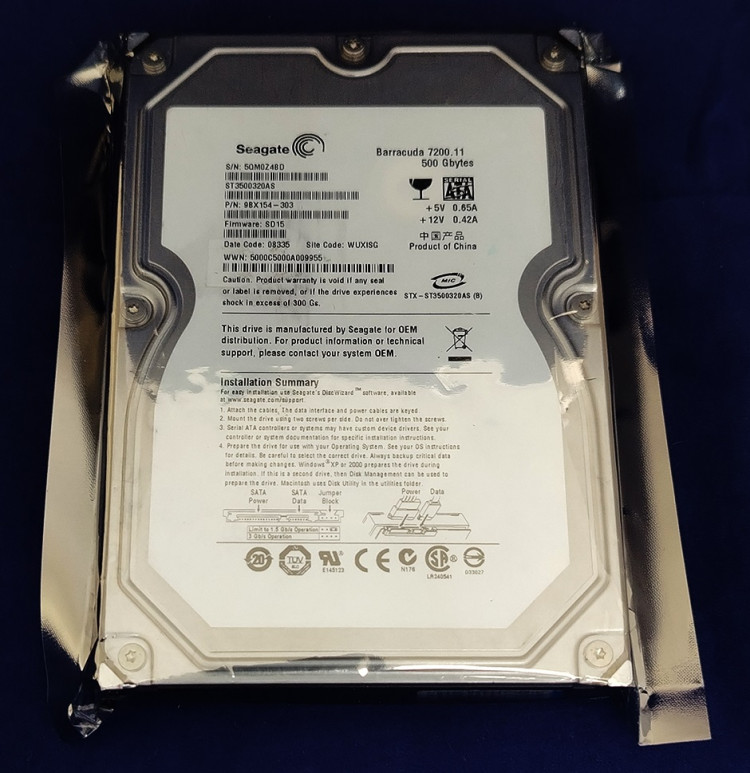 Жесткий диск Seagate Barracuda ST3500320AS, 500 Гб, 32 МБ, 7200 об/мин.