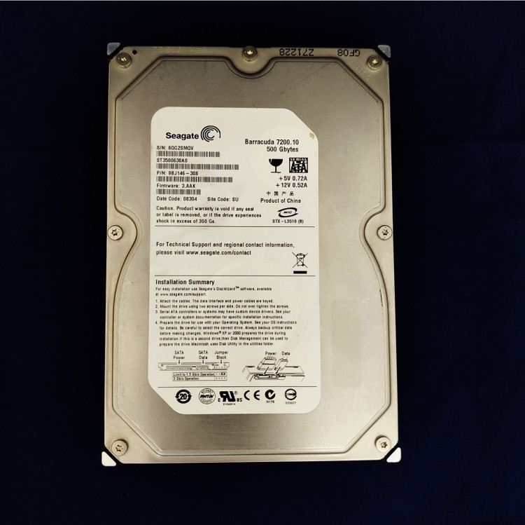 Seagate Barracuda ST3500630AS, 500 Гб, 16 МБ, 7200 об/мин.