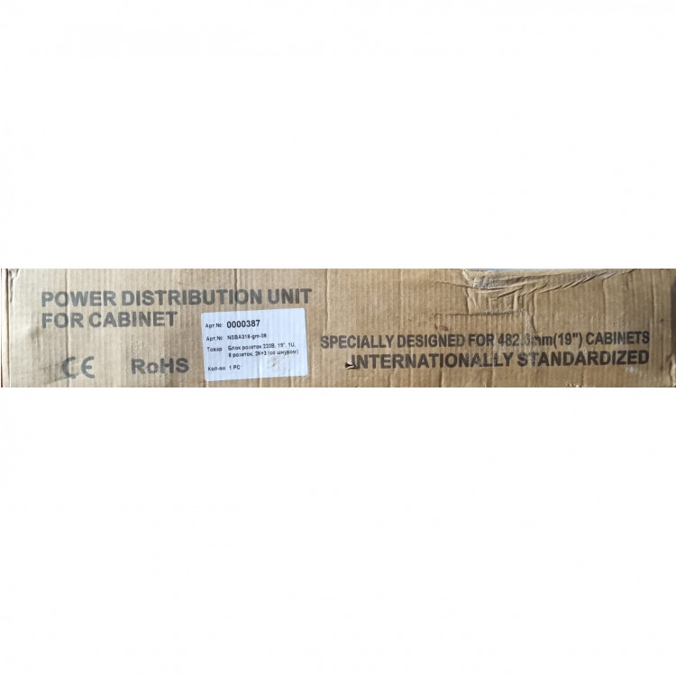 Блок розеток PDU-19 NSBA318-gm-08, 8шт, 1U, 19", 2 м