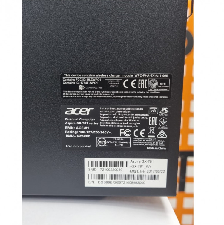 Игровой компьютер Acer Aspire GX-781, Intel Core i3 7100, 3,9 ГГц, DDR4 8 Гб,GTX 1060 3 Гб, 1 Тб HDD, DVD-RW, FreeDOS, черный