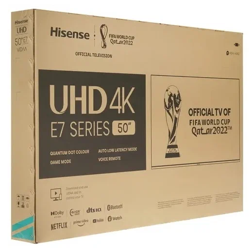 Телевизор 50" Hisense 50E7HQ, 4K UHD 3840x2160, 60Гц, черный