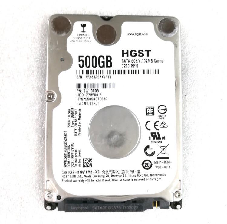 Жесткий диск 2.5" HGST 500Gb HTS725050B7E630, 500 ГБ, 32 МБ, 7200 об/мин