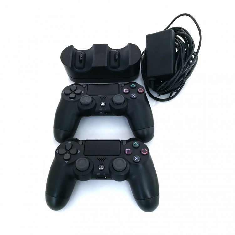 Игровая приставка Sony PlayStation 4 Slim 1000 ГБ HDD, два геймпада и игра, черный
