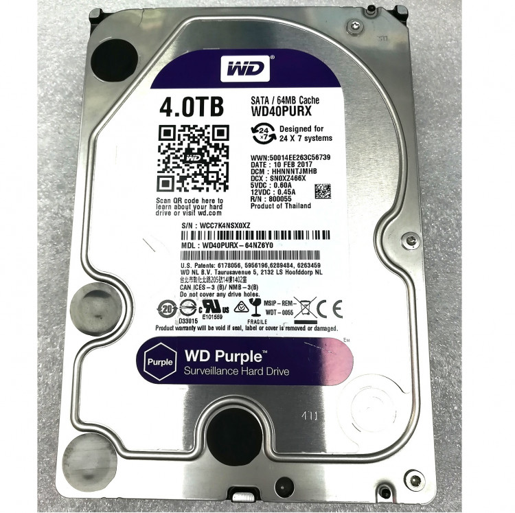 Жесткий диск Western Digital Purple WD40PURX, 4 ТБ