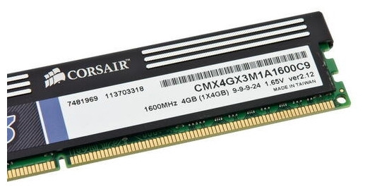 Corsair XMS 4GB 1600MHz CL9 (CMX4GX3M1A1600C9)