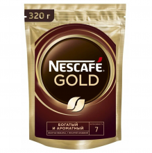 Кофе растворимый Nescafe Gold сублимированный с добавлением молотого, пакет, 320 г