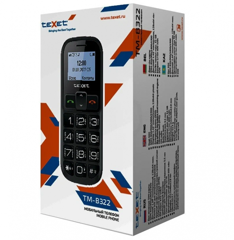 Мобильный телефон Texet B322, черный 
