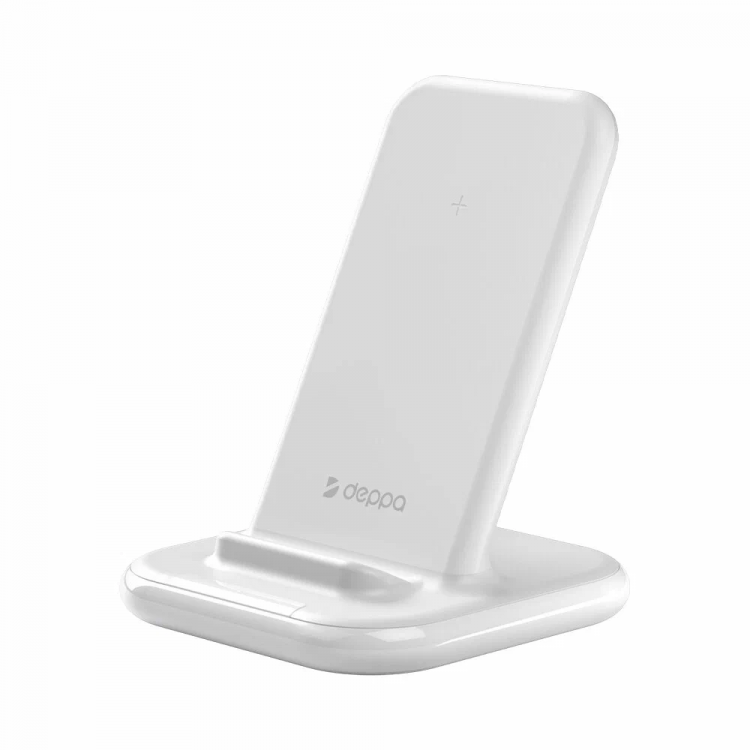 Беспроводное зарядное устройство Deppa Charging Stand (QIWCPQC3)(24020), 15 Вт белое