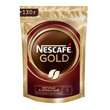 Кофе растворимый Nescafe Gold сублимированный с добавлением молотого, пакет, 130 г