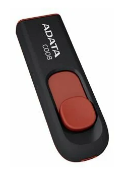 Флешка ADATA C008 64 ГБ, 1 шт., черный/красный