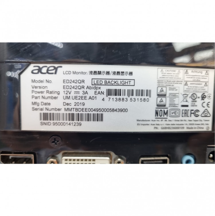 23.6" Монитор Acer ED242QRAbidpx, 1920x1080, 144 Гц, *VA